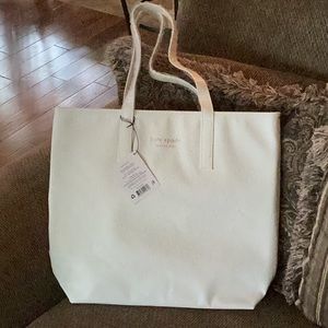 Kate Spade Large white on white dots tote bag. NWT